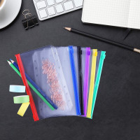 Antner 12PCS A6 Binder Pockets 6-Hole Budget Cash Envelopes Multicolor Zipper Money Organizer for Cash Stuffing, Waterproof PVC A6 Planner Inserts Binder Pouches Loose Leaf Document Storage Bags