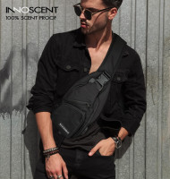 Smell Proof Sling Bag Backpack - COMBINATION LOCK - Shoulder Crossbody Bag With USB/Headphone Charging Port Black