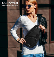 Smell Proof Sling Bag Backpack - COMBINATION LOCK - Shoulder Crossbody Bag With USB/Headphone Charging Port Black
