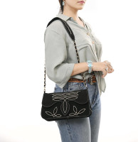 American Darling Suede Bag Genuine Leather Clutch Black