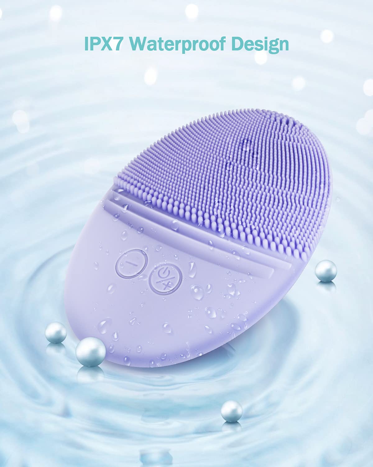 EZBASICS Facial Cleansing Brush Made with Ultra Hygienic Soft Silicone, Waterproof Sonic Vibrating Face Brush for Deep Cleansing, Gentle Massaging, Inductive Charging (Violet) 1 Pack+5 Speed Settings