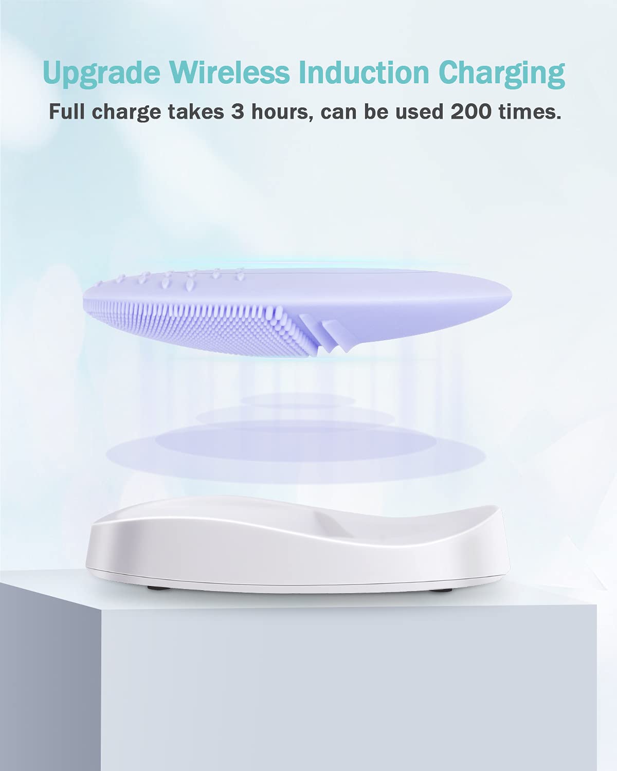EZBASICS Facial Cleansing Brush Made with Ultra Hygienic Soft Silicone, Waterproof Sonic Vibrating Face Brush for Deep Cleansing, Gentle Massaging, Inductive Charging (Violet) 1 Pack+5 Speed Settings