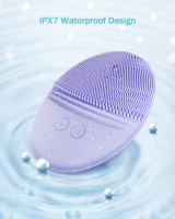 EZBASICS Facial Cleansing Brush Made with Ultra Hygienic Soft Silicone, Waterproof Sonic Vibrating Face Brush for Deep Cleansing, Gentle Massaging, Inductive Charging (Violet) 1 Pack+5 Speed Settings