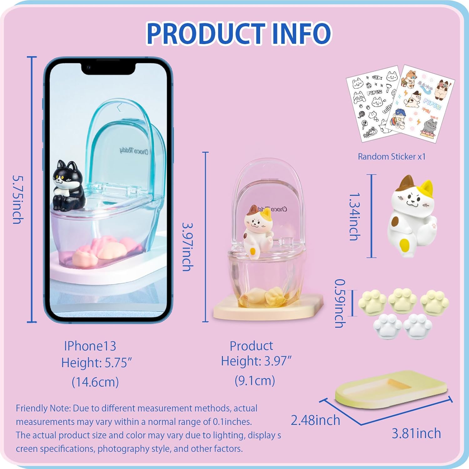 Cat Blind Box -Mini Toilet Figures Phone Stand Series 1PC Blind Boxes Random Design Cute Cat Figures Blind Bag Collectible Toy Action Figure Mystery Bag Birthday Gift, Cell Phone Stand for Desk Decor