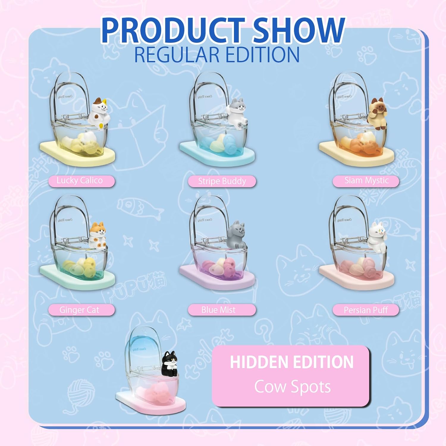 Cat Blind Box -Mini Toilet Figures Phone Stand Series 1PC Blind Boxes Random Design Cute Cat Figures Blind Bag Collectible Toy Action Figure Mystery Bag Birthday Gift, Cell Phone Stand for Desk Decor