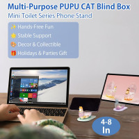 Cat Blind Box -Mini Toilet Figures Phone Stand Series 1PC Blind Boxes Random Design Cute Cat Figures Blind Bag Collectible Toy Action Figure Mystery Bag Birthday Gift, Cell Phone Stand for Desk Decor