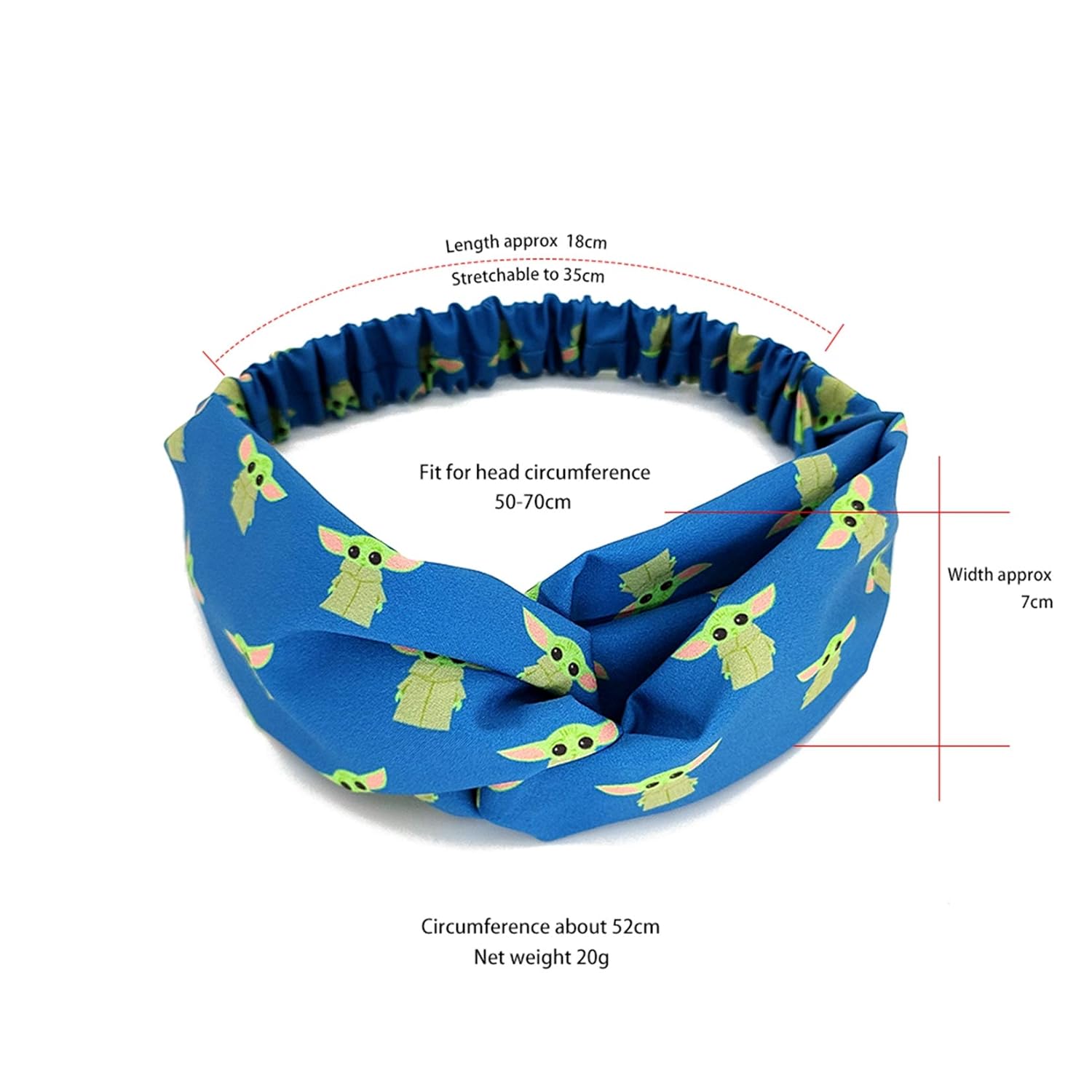 Cute Baby Yoda Headbands Hair Scrunchies for Women Non Slip Stretchy Breathable Hair Bands Criss Cross Head Wrap Elastic Hair Tie Ropes Hair Accessories