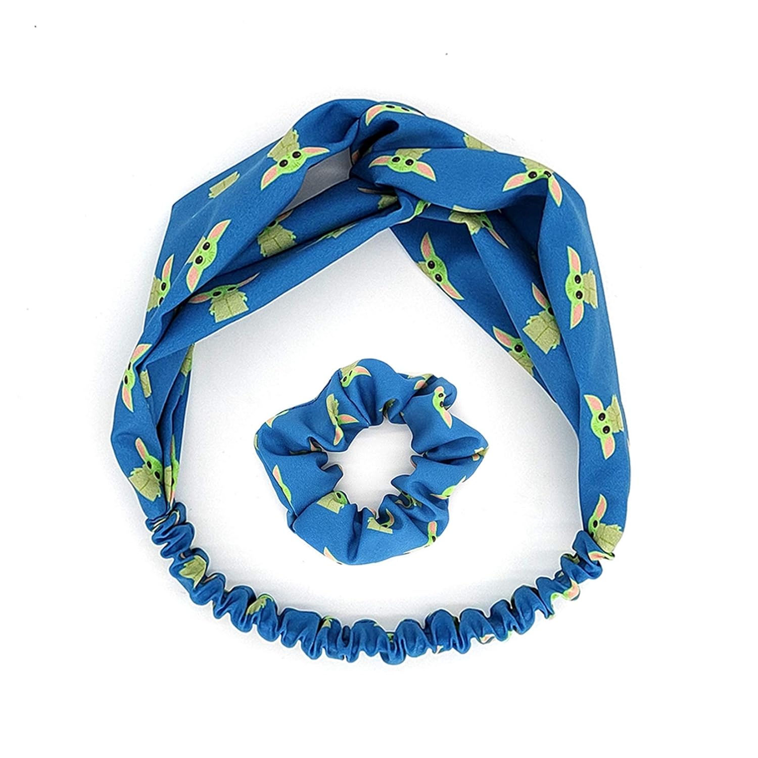 Cute Baby Yoda Headbands Hair Scrunchies for Women Non Slip Stretchy Breathable Hair Bands Criss Cross Head Wrap Elastic Hair Tie Ropes Hair Accessories