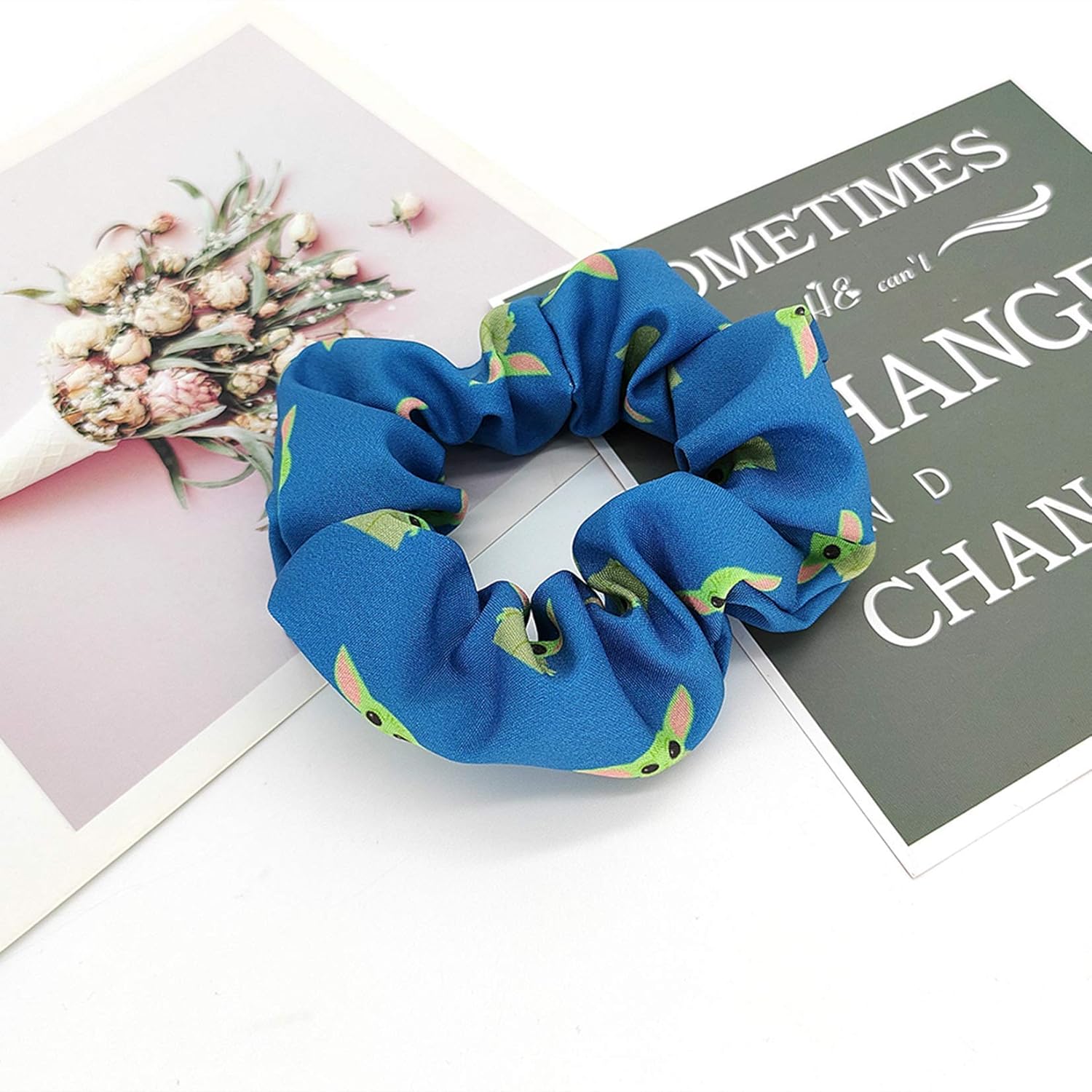 Cute Baby Yoda Headbands Hair Scrunchies for Women Non Slip Stretchy Breathable Hair Bands Criss Cross Head Wrap Elastic Hair Tie Ropes Hair Accessories