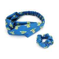 Cute Baby Yoda Headbands Hair Scrunchies for Women Non Slip Stretchy Breathable Hair Bands Criss Cross Head Wrap Elastic Hair Tie Ropes Hair Accessories