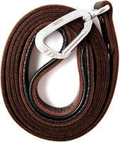 Mighty Paw Leather Dog Leash for Large Breeds - Soft Padded Handle - Extra D-Ring for Waste Bags - Strong Climbers Clip - 6 Ft Dog Leashes for Large Breeds - Leather Lead - Brown