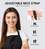 Syntus Adjustable Bib Apron with 2 Pockets Cooking Kitchen Aprons for Women Men Chef Basic Black 2 Polyester