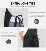Syntus Adjustable Bib Apron with 2 Pockets Cooking Kitchen Aprons for Women Men Chef Basic Black 2 Polyester