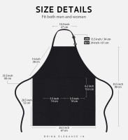 Syntus Adjustable Bib Apron with 2 Pockets Cooking Kitchen Aprons for Women Men Chef Basic Black 2 Polyester