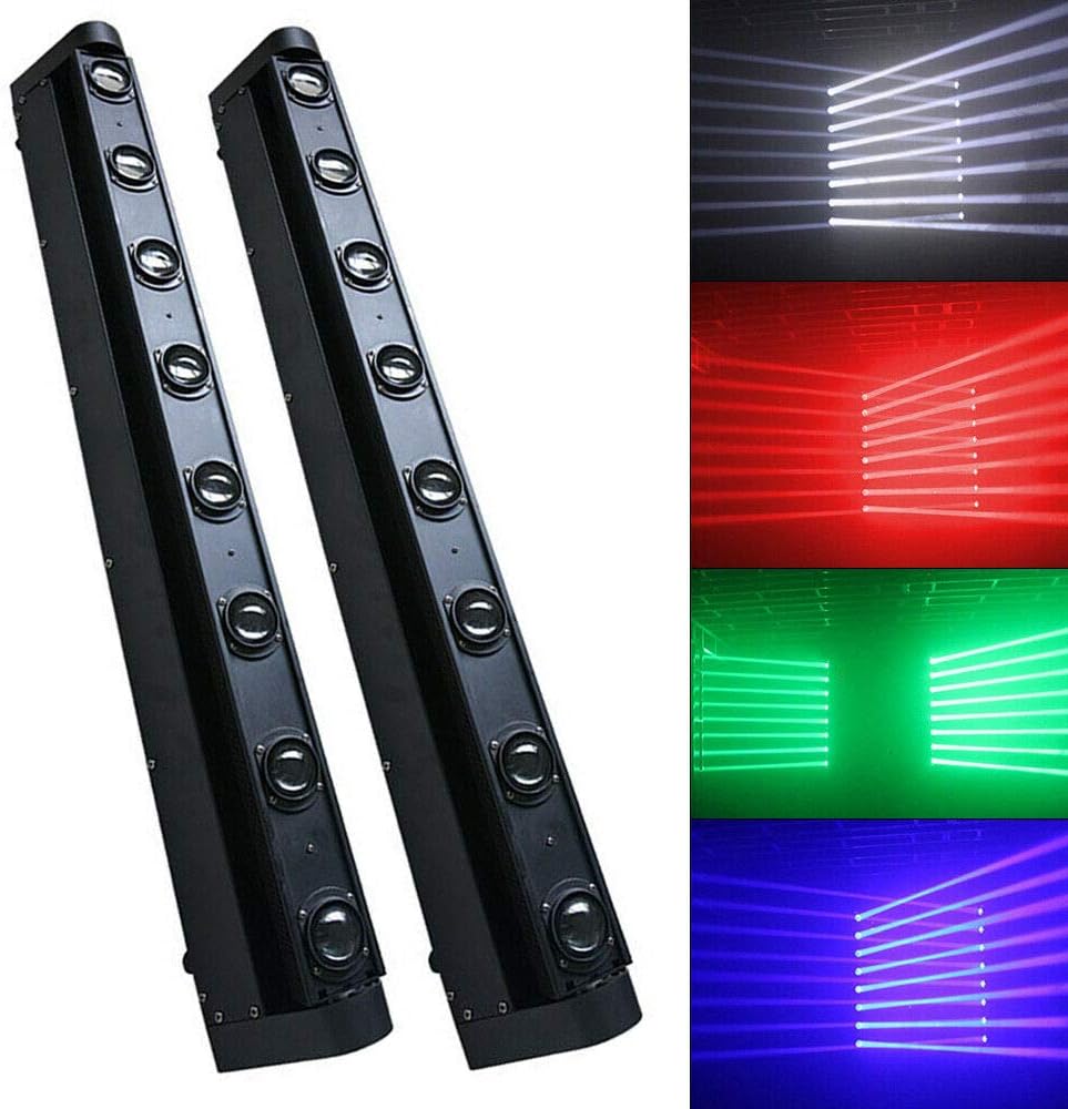 2PCS Moving Head Lights, 4-in-1 8x10W LED Moving Head Stage Lights DJ Moving Head Beam Bar RGBW DMX512 Sound Activated Strobe Effect Stage Lighting for Disco KTV Club Party Wedding 2 PCS