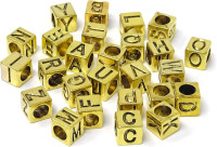 Honbay 78PCS 7mm Metal Letter Beads A-Z Alphabet Cube Beads Jewelry Making Spacer Beads Big Hole Beads for DIY Crafts and Jewelry Making (Antique Gold)