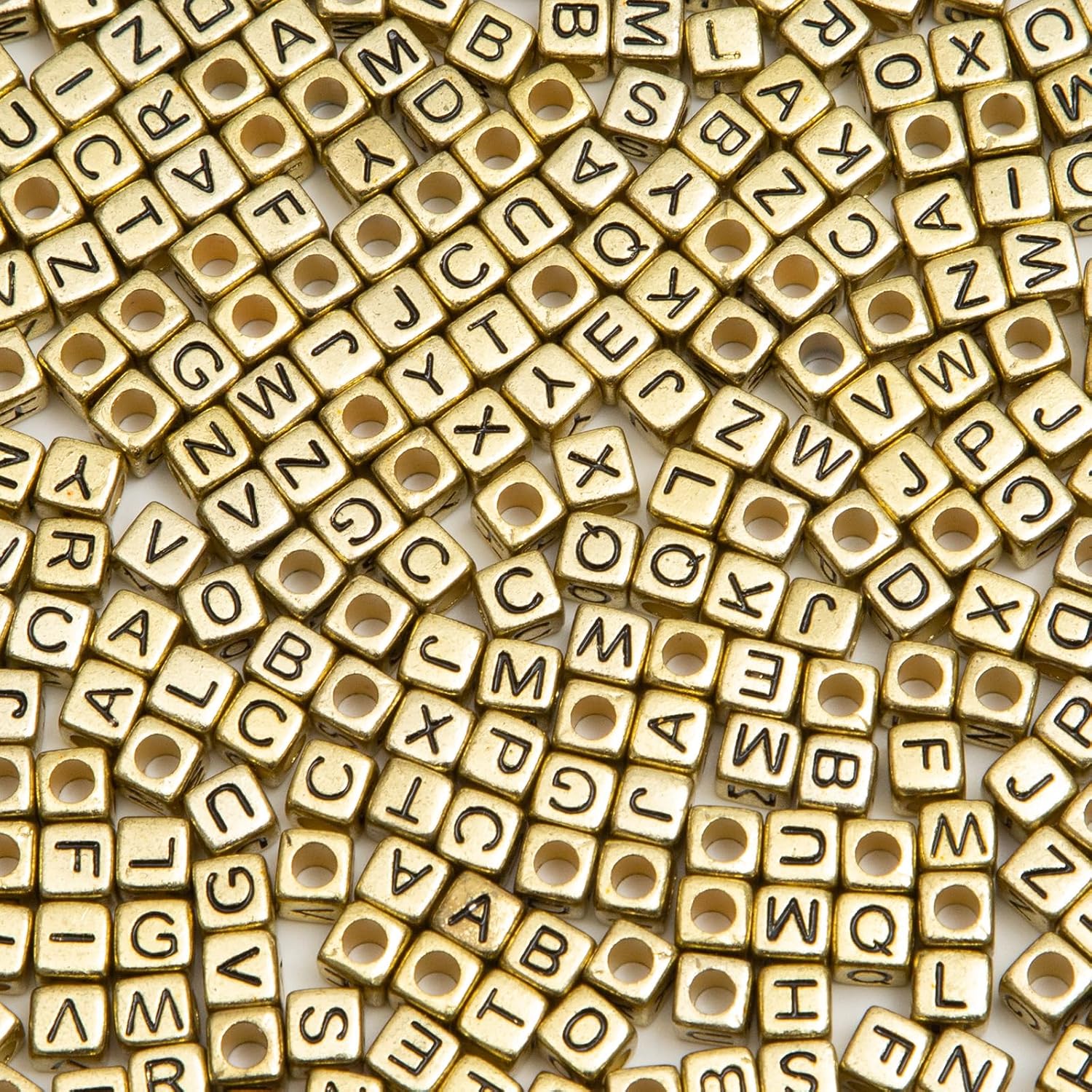 1000pcs Square Letter Beads for Bracelets, 6x6mm Gold Cube Alphabet A-Z Beads for Jewelry Making Friendship Bracelets (Cube Gold)