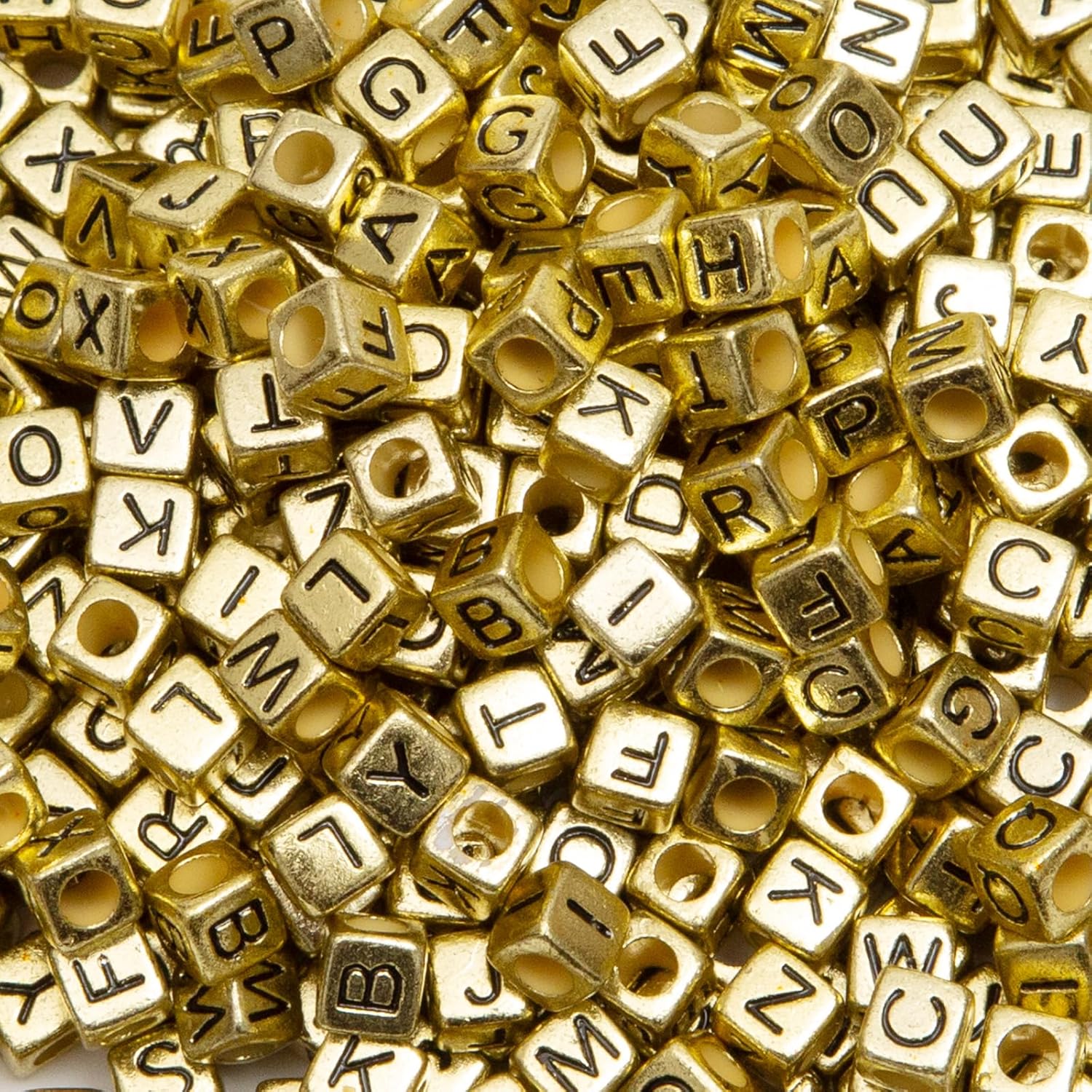 1000pcs Square Letter Beads for Bracelets, 6x6mm Gold Cube Alphabet A-Z Beads for Jewelry Making Friendship Bracelets (Cube Gold)