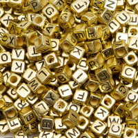 1000pcs Square Letter Beads for Bracelets, 6x6mm Gold Cube Alphabet A-Z Beads for Jewelry Making Friendship Bracelets (Cube Gold)