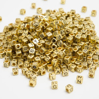 1000pcs Square Letter Beads for Bracelets, 6x6mm Gold Cube Alphabet A-Z Beads for Jewelry Making Friendship Bracelets (Cube Gold)