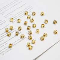 1000pcs Square Letter Beads for Bracelets, 6x6mm Gold Cube Alphabet A-Z Beads for Jewelry Making Friendship Bracelets (Cube Gold)