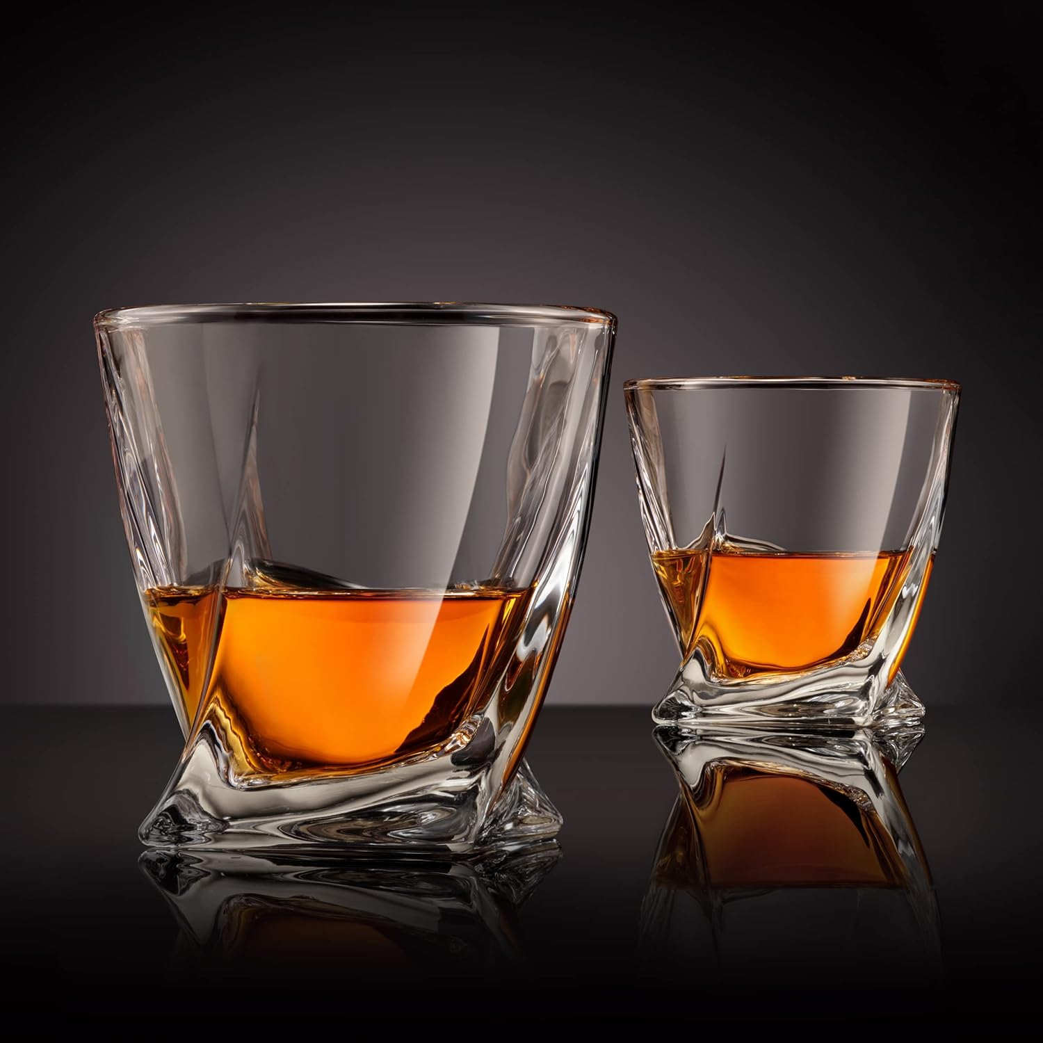 Venero Crystal Whiskey Glasses, Set of 4 Bourbon Glasses in Luxury Satin-Lined Gift Box - 10 oz Scotch Glass Tumblers - Rocks Glasses for Drinking Bourbon, Scotch Whisky, Cocktails, Cognac