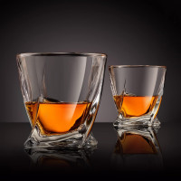 Venero Crystal Whiskey Glasses, Set of 4 Bourbon Glasses in Luxury Satin-Lined Gift Box - 10 oz Scotch Glass Tumblers - Rocks Glasses for Drinking Bourbon, Scotch Whisky, Cocktails, Cognac