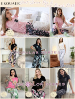 Ekouaer Pajama Sets For Women 2 Piece Short Sleeve Pj Sets With Long Printed Pants Sleepwear Casual Loose Lounge Sets Large Pink-grey Star