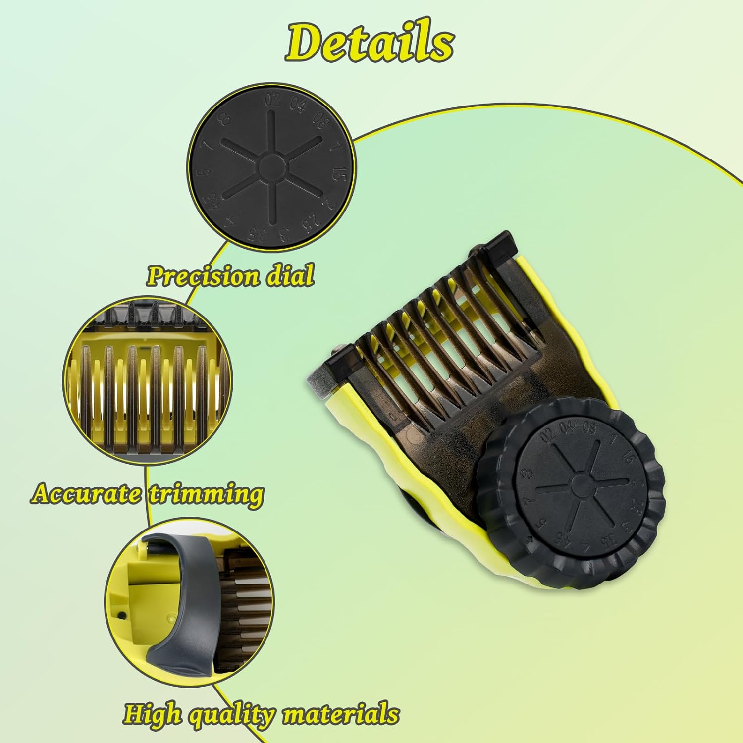 Oneblade replacement blade Professional Blade Trimmer with Adjustable Hair Guards Combs-Compatible with Philips Shaver Norelco OneBlade QP2520 QP2530 QP2630 QP6510 Shift Sizes from 0.4 to 10 mm