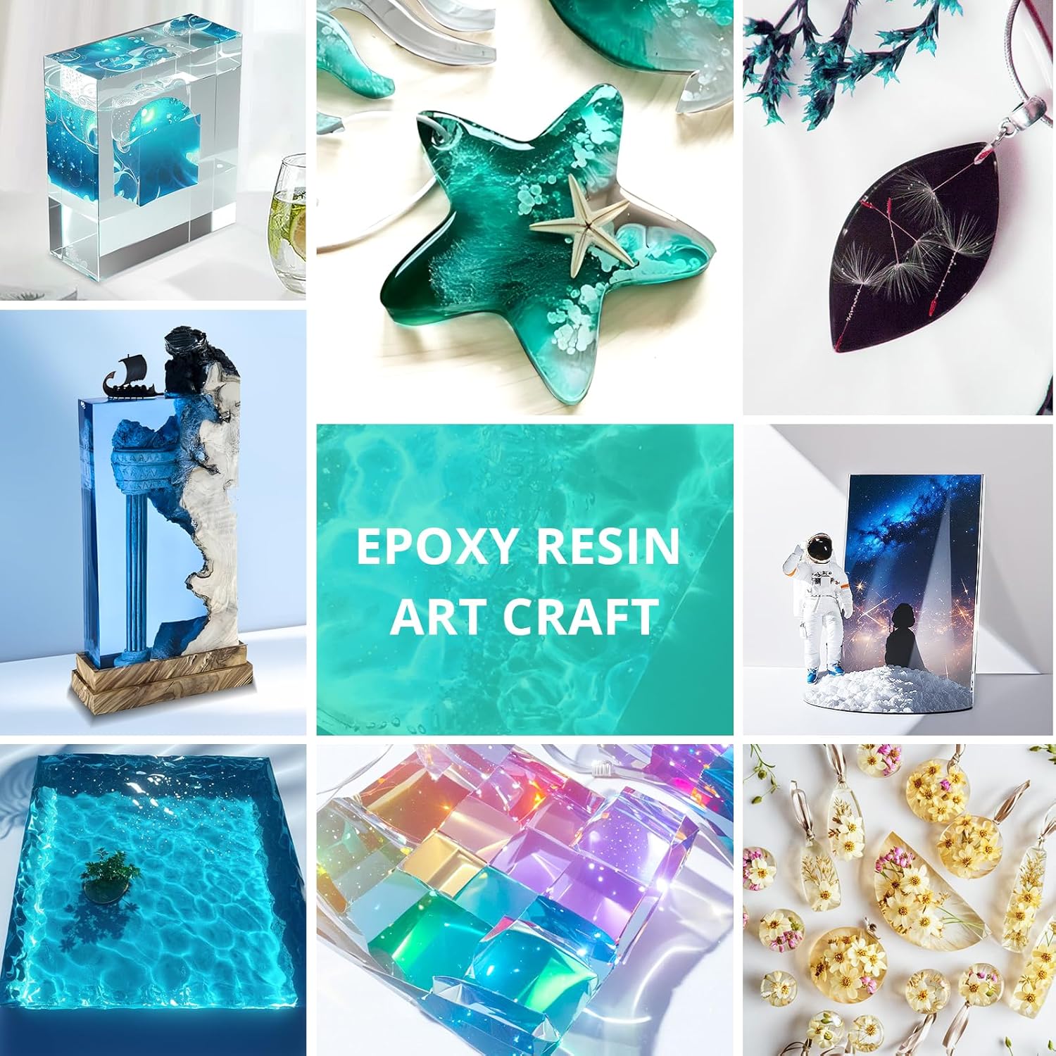 Resin Epoxy, KHKD RESIN 1 Gallon Epoxy Resin Kit- 2 Part Crystal Clear Resina Epoxica - High Gloss Odorless, UV & Impact Resistance Food Grade Epoxy Perfect for DIY Crafts, Jewelry, Art Coating B-1 Gallon