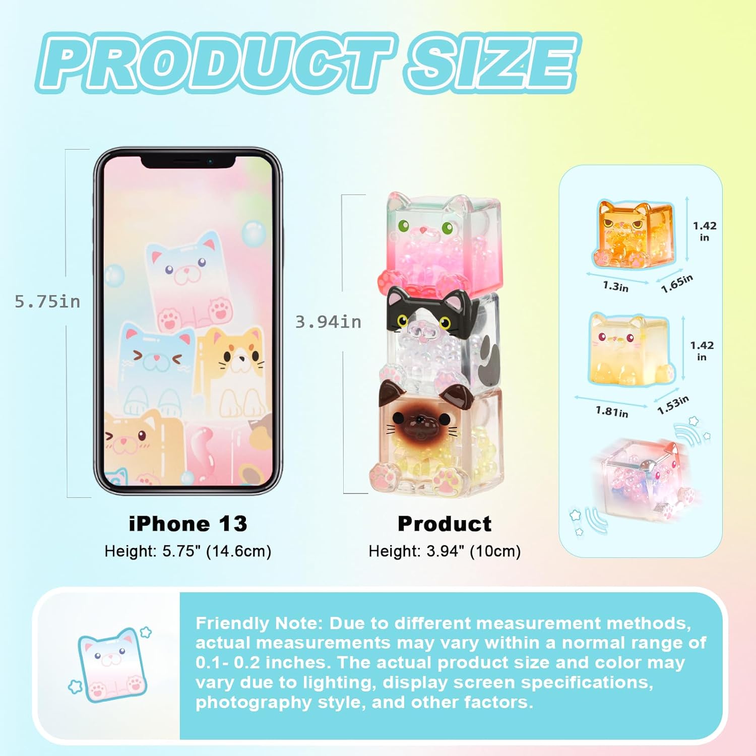 Square Cat Series Blind Box (3 Figures per Box) Random Design Action Figure Cute Animal Blind Bag Collectible Toy - Styles Vary Mini Cats Figures Mystery Bag for Cat Lovers Birthday Gifts & Desk Decor 3 Figures(Big)