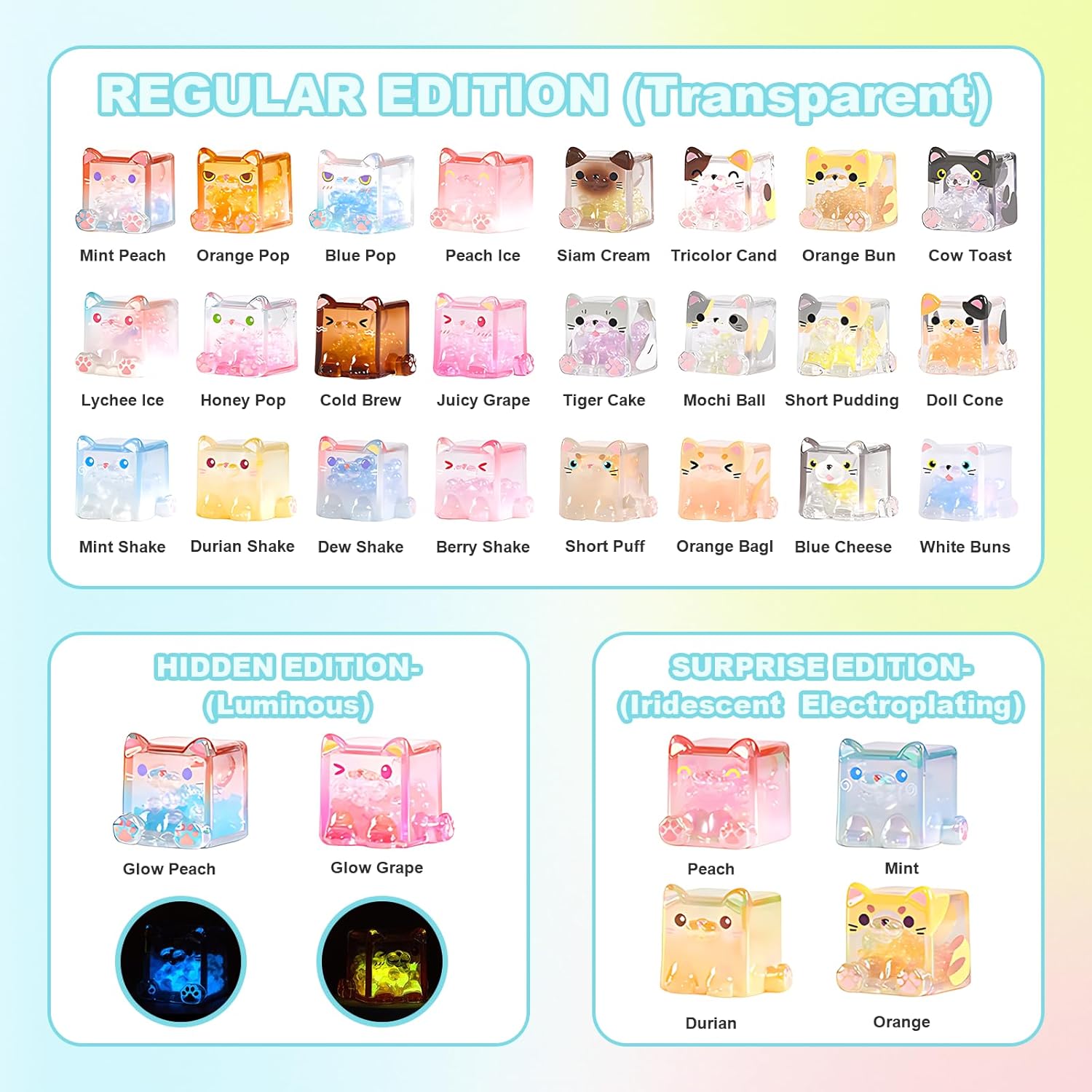 Square Cat Series Blind Box (3 Figures per Box) Random Design Action Figure Cute Animal Blind Bag Collectible Toy - Styles Vary Mini Cats Figures Mystery Bag for Cat Lovers Birthday Gifts & Desk Decor 3 Figures(Big)
