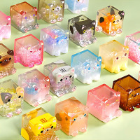 Square Cat Series Blind Box (3 Figures per Box) Random Design Action Figure Cute Animal Blind Bag Collectible Toy - Styles Vary Mini Cats Figures Mystery Bag for Cat Lovers Birthday Gifts & Desk Decor 3 Figures(Big)