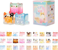 Square Cat Series Blind Box (3 Figures per Box) Random Design Action Figure Cute Animal Blind Bag Collectible Toy - Styles Vary Mini Cats Figures Mystery Bag for Cat Lovers Birthday Gifts & Desk Decor 3 Figures(Big)