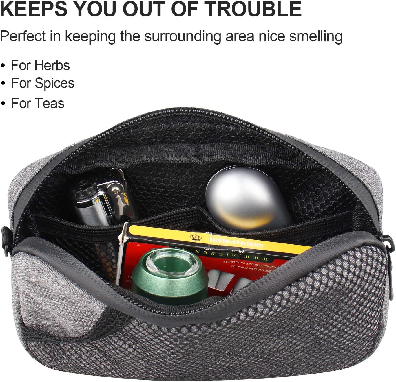 FIREDOG Odor Proof Bags, Smell Proof Pouch Carbon Lined Travel Stash Storage Smellproof Bags (Grey, 6.5