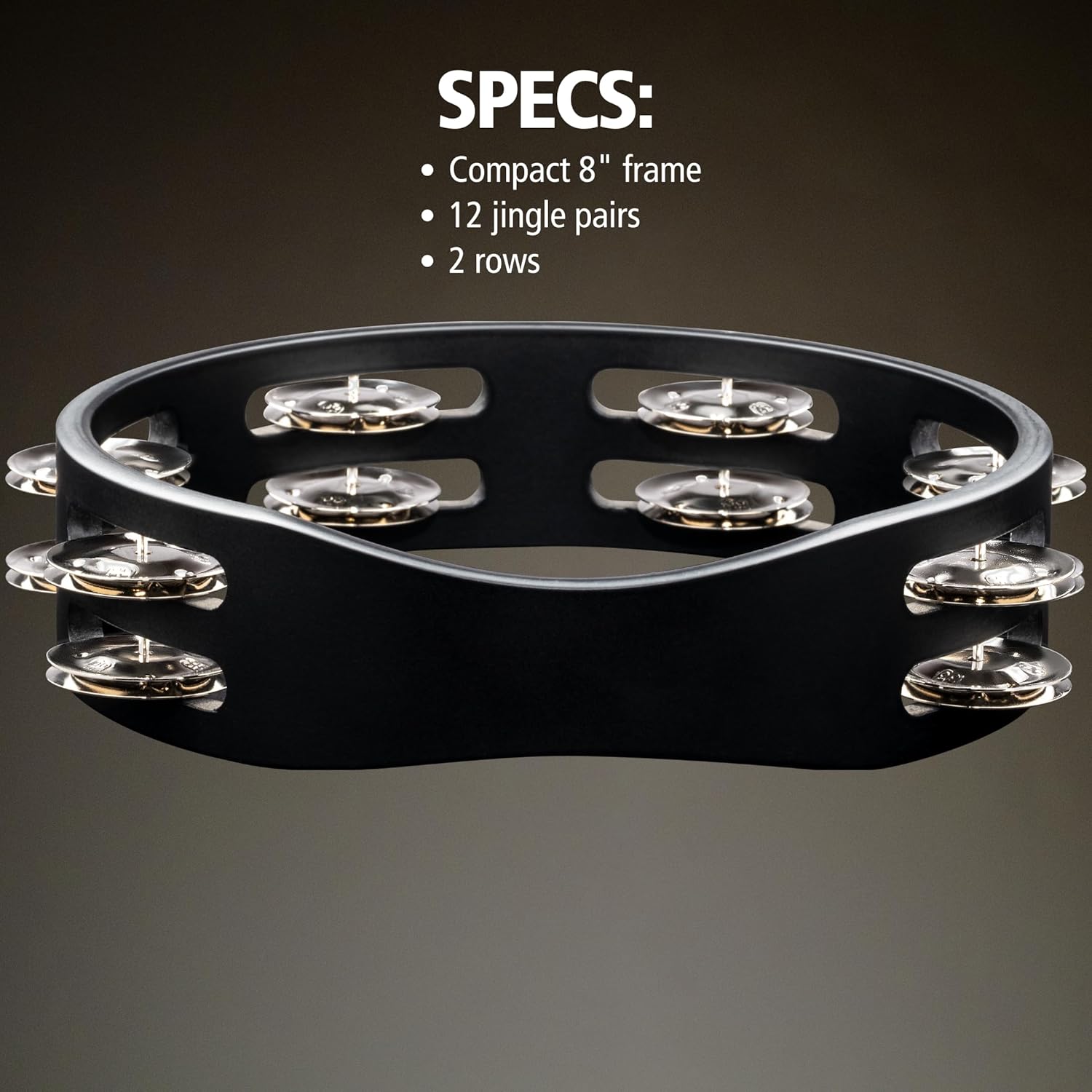 Meinl Percussion Compact Wood Tambourine with Plated Steel Jingles, Double Row — NOT Made in China — for All Musicians, 2-Year Warranty (CTA2S-BK) Black Plated steel
