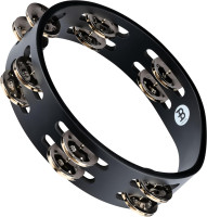 Meinl Percussion Compact Wood Tambourine with Plated Steel Jingles, Double Row — NOT Made in China — for All Musicians, 2-Year Warranty (CTA2S-BK) Black Plated steel
