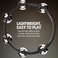 Meinl Percussion Compact Wood Tambourine with Plated Steel Jingles, Double Row — NOT Made in China — for All Musicians, 2-Year Warranty (CTA2S-BK) Black Plated steel