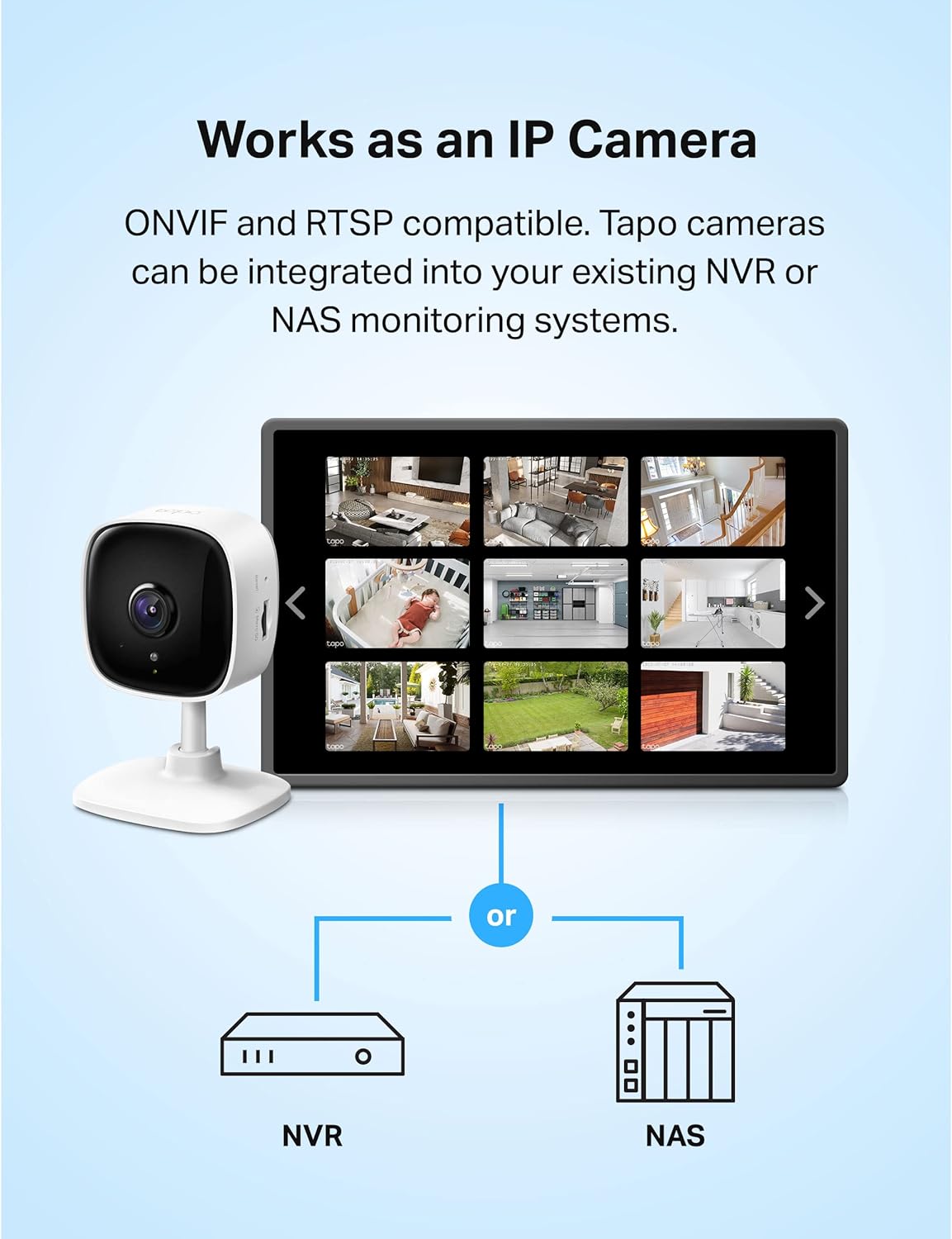 Tapo TP-Link 1080P Indoor Security Camera for Baby Monitor, Dog Camera w/Motion Detection, 2-Way Audio Siren, Night Vision, Cloud & SD Card Storage, Works w/Alexa & Google Home C100 Indoor White 1-Pack