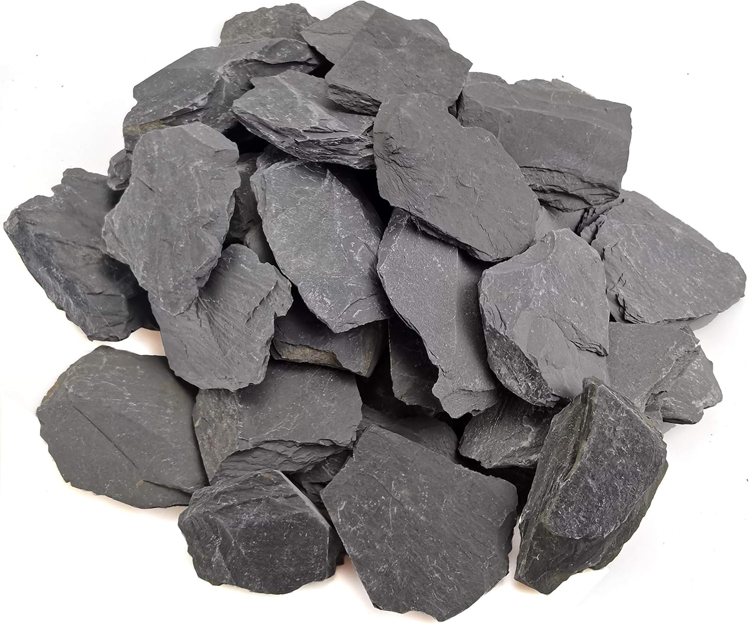 Voulosimi Natural Slate Rocks PH Neutral Stone Perfect Rocks for Aquariums, Landscaping Model,Tank Decoration,Amphibian Enclosures (10 LB, 3-5 inch) 3-5 inch 10 LB