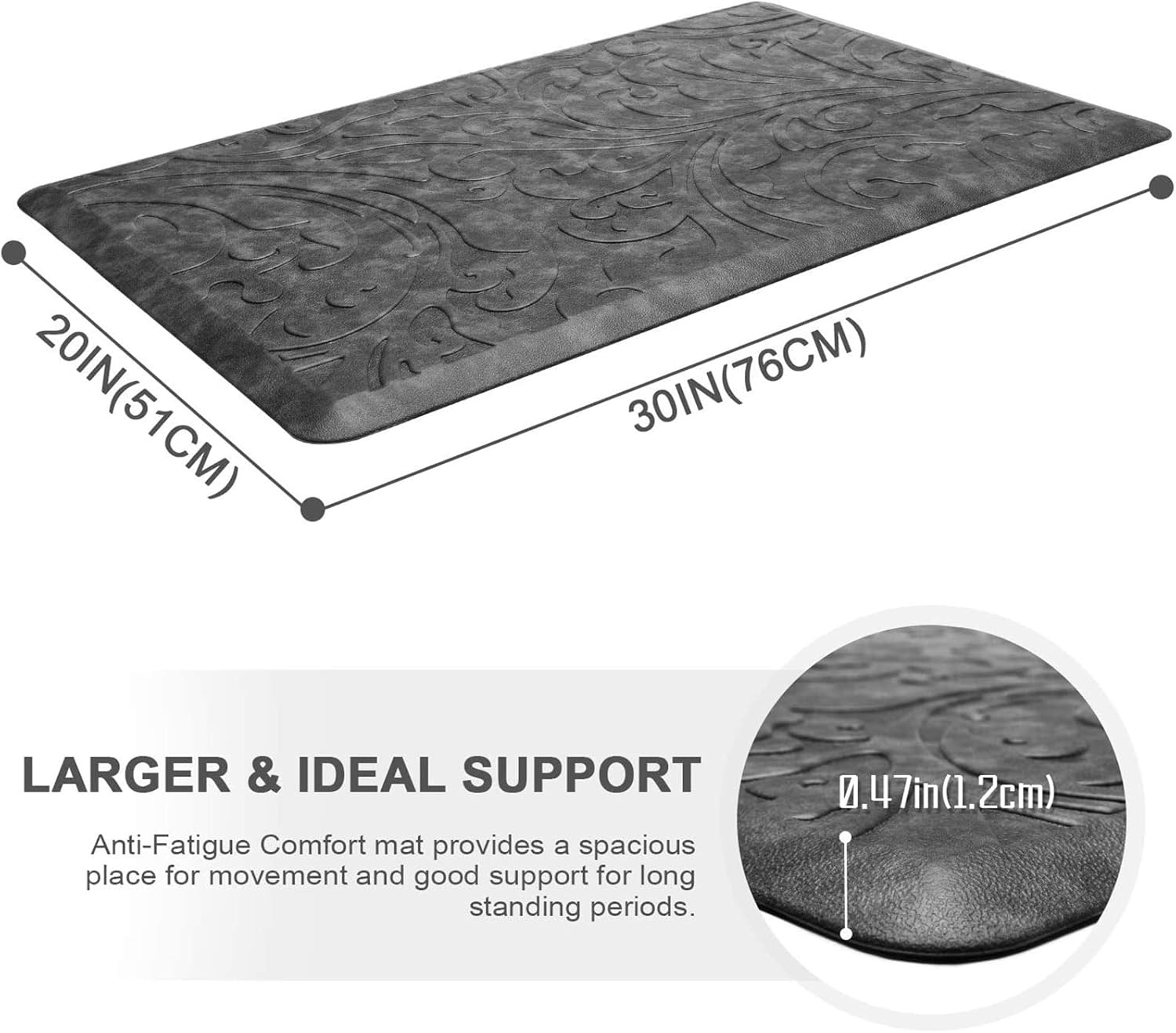 KMAT Kitchen Mat Cushioned Anti-Fatigue Floor Mat Waterproof Non-Slip Standing Mat Ergonomic Comfort Floor Mat Rug for Home,Office,Sink,Laundry,Desk 30