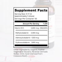 Pure TheraPro BioActive Vegan Methylated Vitamin B12 Sublingual Liquid Methylcobalamin, Hydroxocobalamin & Adenosylcobalamin 1,000 mcg per Drop (5 Drops = 5,000mcg / 2 Month Supply) 10 ml 0.34 Fl Oz (Pack of 1)