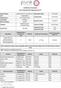 Pure TheraPro BioActive Vegan Methylated Vitamin B12 Sublingual Liquid Methylcobalamin, Hydroxocobalamin & Adenosylcobalamin 1,000 mcg per Drop (5 Drops = 5,000mcg / 2 Month Supply) 10 ml 0.34 Fl Oz (Pack of 1)