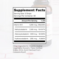 Pure TheraPro BioActive Vegan Methylated Vitamin B12 Sublingual Liquid Methylcobalamin, Hydroxocobalamin & Adenosylcobalamin 1,000 mcg per Drop (5 Drops = 5,000mcg / 2 Month Supply) 10 ml 0.34 Fl Oz (Pack of 1)