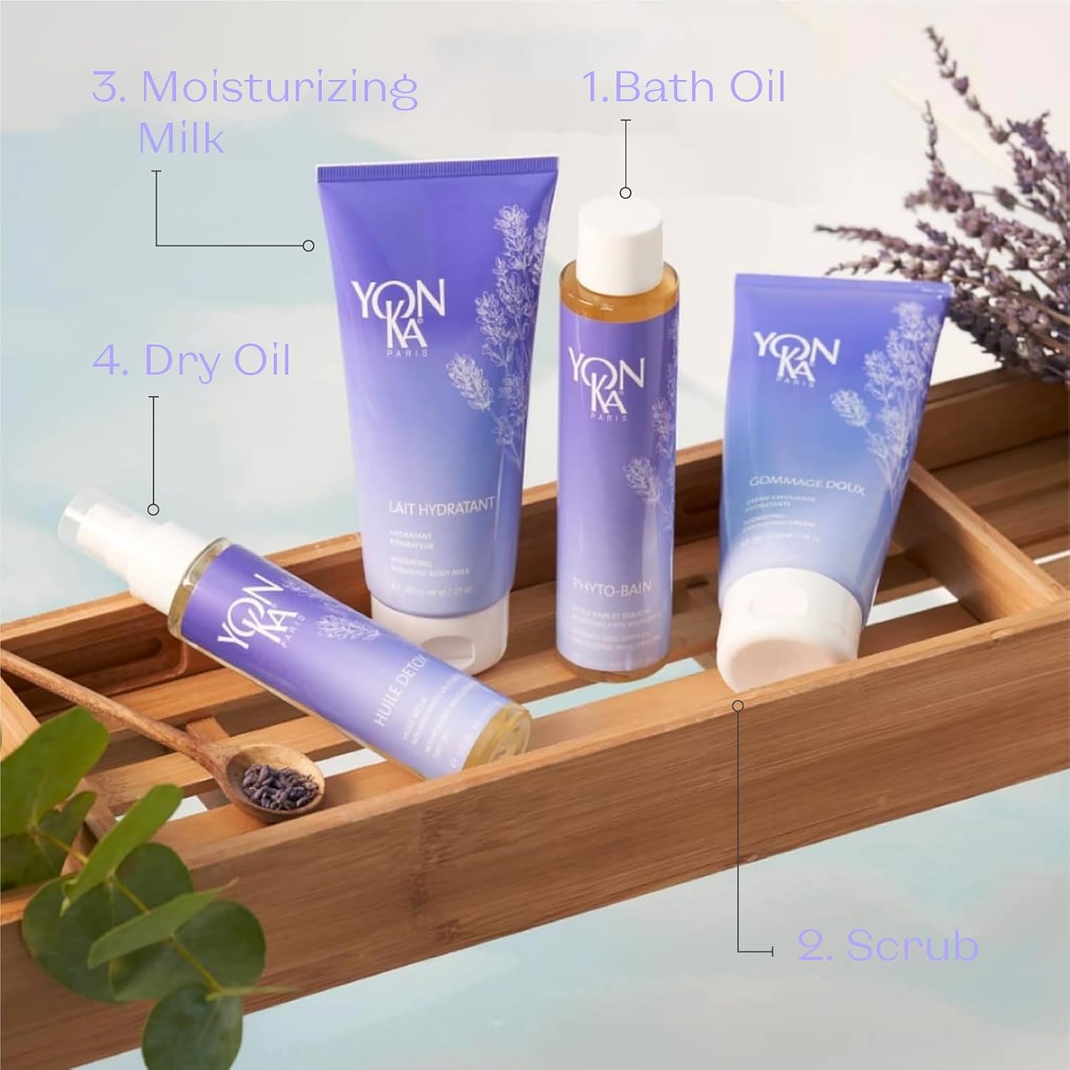 Yon-Ka French Lavender Bath Oil | Phyto Bain Relaxing and Toning Aromatherapy Oil for Dry Skin | Boosts Microcirculation for Wellness | Luxurious Provence Lavender and Rosemary | 3.38 fl oz