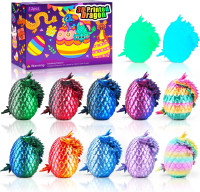 3D Printed Mini Dragon Eggs Set with Dragon Inside, Articulated Crystal Fidget Toy, Cool Stuff Fun Gifts for Adults, Teens, Boy, Easter Basket Stuffers, 12PCS Series A