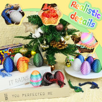 3D Printed Mini Dragon Eggs Set with Dragon Inside, Articulated Crystal Fidget Toy, Cool Stuff Fun Gifts for Adults, Teens, Boy, Easter Basket Stuffers, 12PCS Series A