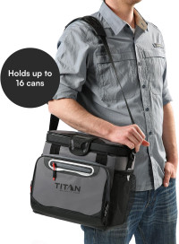 Titan by Arctic Zone Deep Freeze Cooler - Zipperless Hardbody Cooler - Deep Freeze Insulation, HardBody Liner, and SmartShelf 16 Can Sharkskin Gray