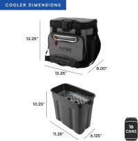 Titan by Arctic Zone Deep Freeze Cooler - Zipperless Hardbody Cooler - Deep Freeze Insulation, HardBody Liner, and SmartShelf 16 Can Sharkskin Gray