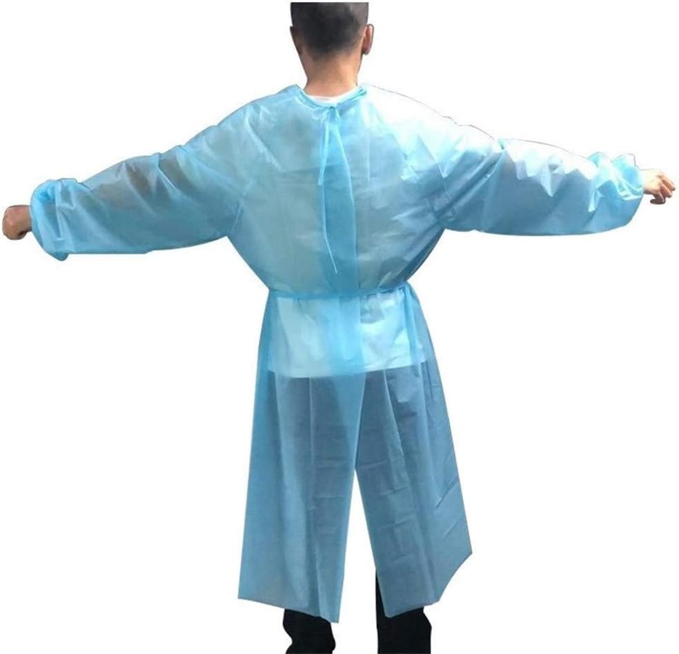 100pcs Disposable Protective Clothing, with Elastic Cuff, Knitted Cuff, Latex- Free, Non-Woven, FluidResistant, Dental, Hospital, Industries, Size Universal (100pcs)